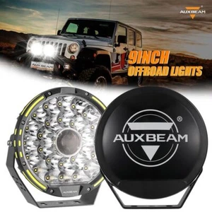 AUXBEAM 360-PRO 9" INCH Round LED Driving Light Bar Offroad Pods + Black Cover - Picture 1 of 12