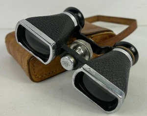 Vintage 40’s OFUNA Japan 3X10 Coated Opera Glasses Binoculars ~ Leather Case - Picture 1 of 8
