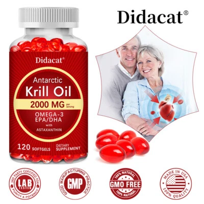 Antarctic Krill Oil Capsules Balance Bone Joint Brain Memory Heart Health 120 US - Image 1 of 4