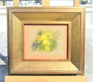 VASSILIS SOLIDAKIS LISTED GREEK ARTIST ORIG MIXED MEDIA PAINTING BEGONIAS SIGNED - Picture 1 of 6