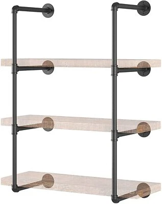 2Pc 42" tall  12"deep  Industrial Wall Mount iron Pipe Shelf Shelves Shelvin  - Image 1 of 4
