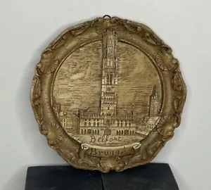 Castle Carved 3D Plaque Wall Decor Art Belfort Tower Brugge Travel Resin 6” - Picture 1 of 15