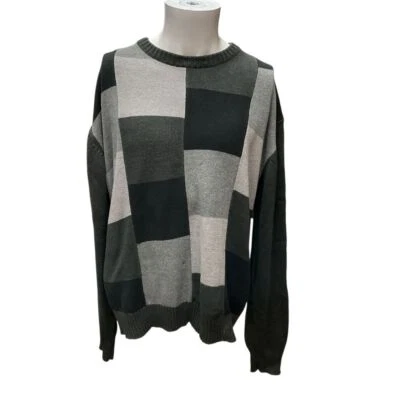 Suéter para hombre Oscar de la Renta cuello redondo suéter talla XXL gris negro cuadros Foto 1 de 4