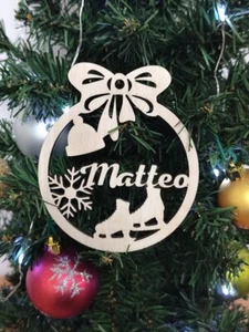 Pallina Di Natale Con Nome in Legno Addobbi Natalizi palla Personalizzata - Foto 1 di 1