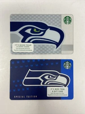 2 Seattle Seahawks 2013 & 2019 STARBUCKS $0 No Value Collectible Gift Cards - Image 1 of 2