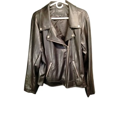 Chaqueta de motociclista de cuero sintético tórrido para mujer talla negra bolsillos con cremallera motocicleta grunge Foto 1 de 4