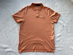 Camisa Polo Ralph Lauren Para Hombres Talla L Tacto Suave Algodón Naranja Rayas Carne Poni - Imagen 1 de 7