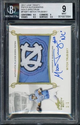 Mitch Trubisky 2017 Leaf Trinity Rookie RPA Gold UNC Tarheels BGS 9 True 1/1 - Image 1 of 2
