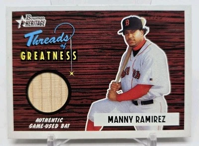 Bowman Heritage Manny Ramírez Threads of Greatness 2004 juego usado murciélago Medias Rojas Foto 1 de 4