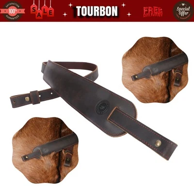 TOURBON Leather Gun Sling Shotgun Rifle Strap Adjustable Padded Classic Hunting - Image 1 of 4