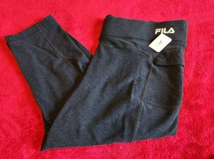 XL Women's Fila Black Yoga Pants Activewear Leggings Workout Jogging w/ Pocket - Picture 1 of 6