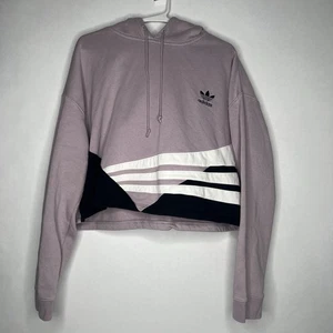 Adidas Originals Lavender Logo Crewneck Sweatshirt Women's XL White Striped - Picture 1 of 7
