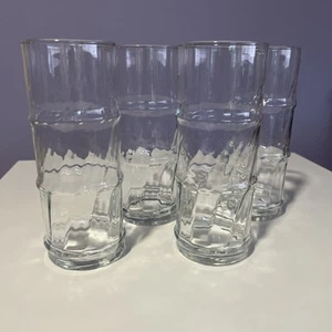"Juego de 4 vasos transparentes vintage Libbey Bamboo Bash Tiki - 6 3/4""H" - Imagen 1 de 14