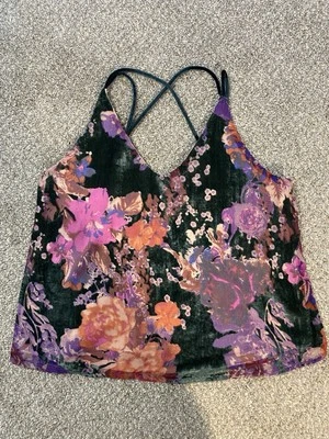 Camiseta sin mangas floral de terciopelo Burnout talla M Y2k romántica años 90 para salir Foto 1 de 4