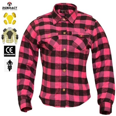 RIDERACT® Mujer Motocicleta Franela Camisa Blindada Montar Chaqueta de Seguridad Foto 1 de 4