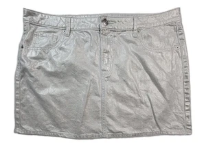 Old Navy Minirock Damen 16 silber metallic glänzend Denim Style Taschen - Bild 1 von 8