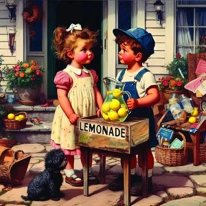QPuzzles 506 Piece Square Jigsaw Puzzle - Audrey's Hatbox The Lemonade Stand - Picture 1 of 1