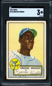 1952 Topps #195 Minnie Minoso HOF RC SGC 3 CENTERED & NO CREASES - Picture 1 of 2