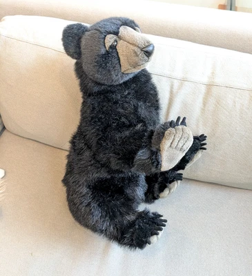 HANSA Realistic Black Bear Cub Standing Plush Toy 20" Poseable Front Legs - Image 1 of 4