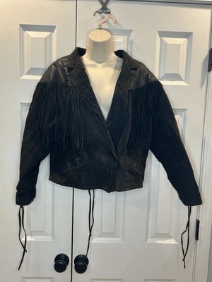 Vintage G III Jacket Women's L Genuine Leather Fringe Motorcycle Western Cowgirl - Image 1 of 4