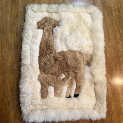 "Alfombra hecha a mano de piel real de alpaca lama 17x25""" Foto 1 de 4