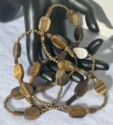 "Collar de piedras preciosas genuinas ojo de tigre de 36"" por Avenue Wear largo o en capas" Foto 1 de 4