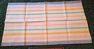 Vintage Linen Dish Towel with Pastel Stripes - Picture 1 of 8