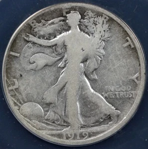1919-D 50c Walking Liberty Half Dollar ANACS VG Details Cleaned - Picture 1 of 5