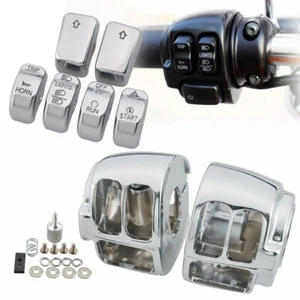 Chrome Hand Control Switch Housing Button Cover Cap Kits for Harley Sportster - Picture 1 of 9