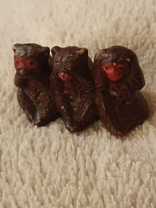 Vintage Holz drei weise Affen: Sprich kein Böses, sieh kein Böses, höre kein Böses - Bild 1 von 6