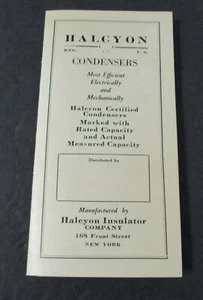 Folleto publicitario de radio HALCYON CONDENSADORES 1924 - Imagen 1 de 3