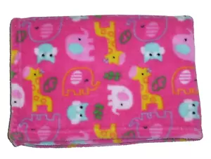 Baby Gear Pink Giraffe Elephant Owl Blanket Yellow Aqua Safari Jungle 30x40" - Picture 1 of 2