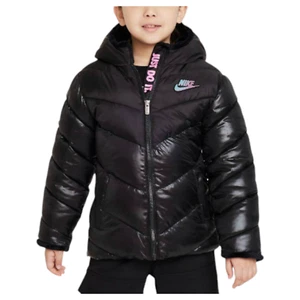 Nike Kid's Girl's Hooded Chevron Puffer Jacket 36K937-023 - BRAND NEW WITH TAGS - Picture 1 of 6