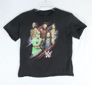 WWE Shirt Boys Medium Black Crew Pro Wrestling Cena Kofi Reigns AJ Miz Youth Kid - Picture 1 of 6
