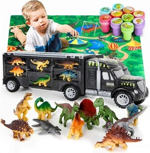 MOBIUS Toys Dinosaur Truck Carrier – Dinosaurs Playset with 12 Toy Action Figure - Picture 1 of 2