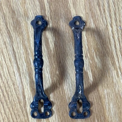 Antique Cast Iron Gate Handle Pull Black 5.5" Original Hardware Salvage - Image 1 of 4