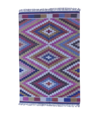 Alfombra en zigzag geométrica multicolor Rugmoda - Alfombra de algodón tejida a mano de 4x6 pies Foto 1 de 4