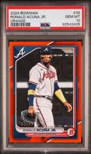 Ronald Acuna Jr. 2024 Bowman Orange Paper #52 23/25 PSA 10 - Picture 1 of 2