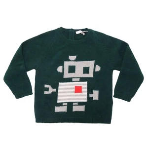 6580AC maglione bimbo boy IL GUFO dark green wool sweater kid - Picture 1 of 4