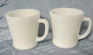 2 Vintage Fire King / Anchor Hocking Coffee Mugs - White Milk Glass - D Handles - Picture 1 of 4