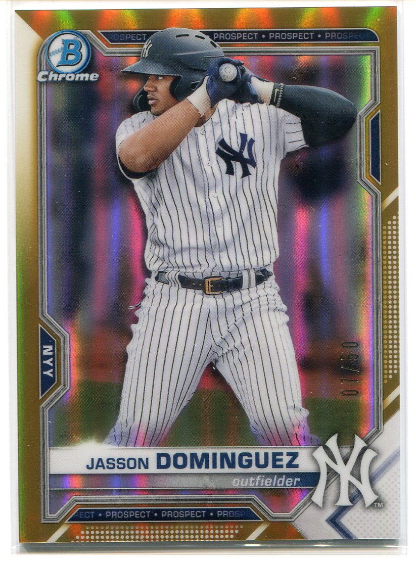 2021 Bowman Chrome Prospects Gold Refractor bcp213 Jasson Dominguez Rookie 7/50