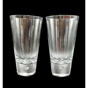 Controlled Bubble Bottom Lot of 2 Tall Glasses Clear Drinks Highball Beverage VT - Picture 1 of 4