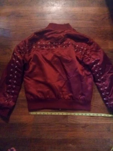 Forever 21 Women's Laced cord accent bomber jacket Wine burgundy SMALL NWOT - Picture 1 of 8