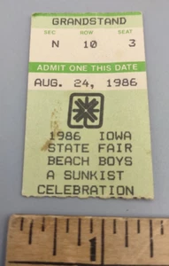 Beach Boys Concert Ticket Stub August 24 1986 Iowa State Fair - Picture 1 of 3