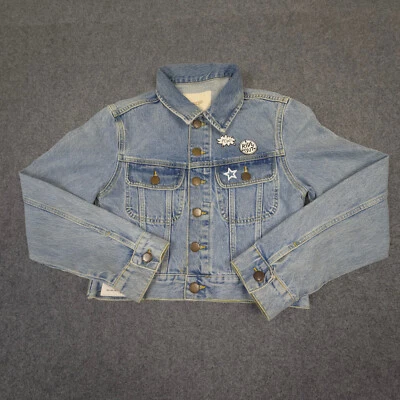 Maje jacket Womens XSMALL blue denim long sleeve biker cotton size XS Foto 1 de 4