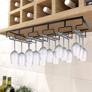 Wine Glass Rack Under Cabinet Stemware Holder Metal Wine Glass Organizer - Picture 1 of 27