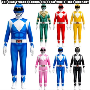 Rot Power rangers Kostüm Kinder Jungen Bodysuit Cosplay Geschenk Superheld Set - Bild 1 von 26