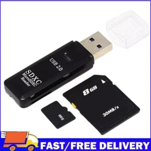 2 in 1 USB 2.0 Card Reader USB to SD TF Memory Card Reader for PC Laptop(Black) - Afbeelding 1 van 12
