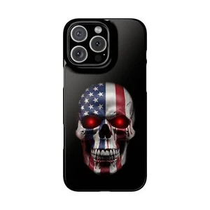 Für iPhone 16 Pro Max, 15, 14, 13-11, Slim Handyhülle, American Skull Flag Cover - Bild 1 von 83