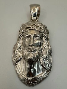 4.75" Extra Large Jesus Head Pendent Solid Sterling Silver 925 Heavy! 192 grams - Picture 1 of 10